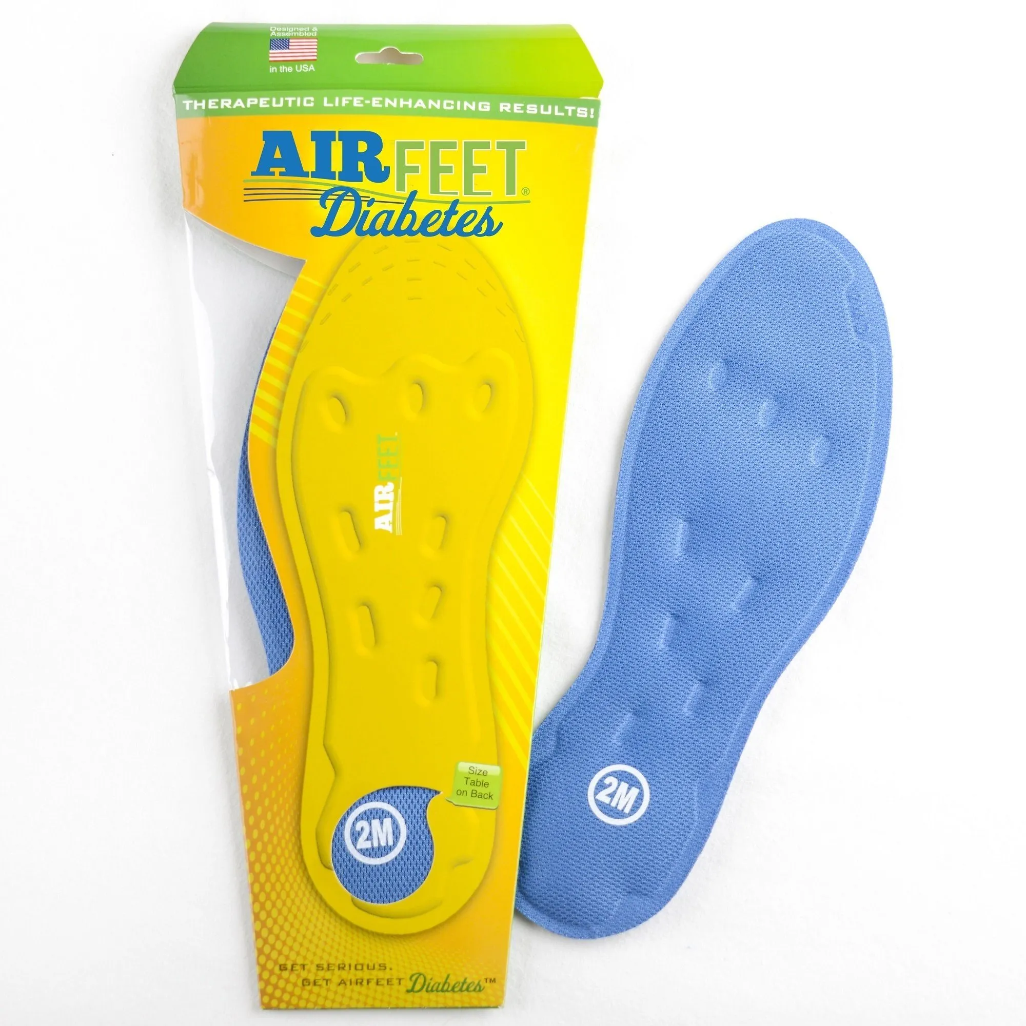 AirFeet DIABETES ETS Insoles, Size 2M, Pair