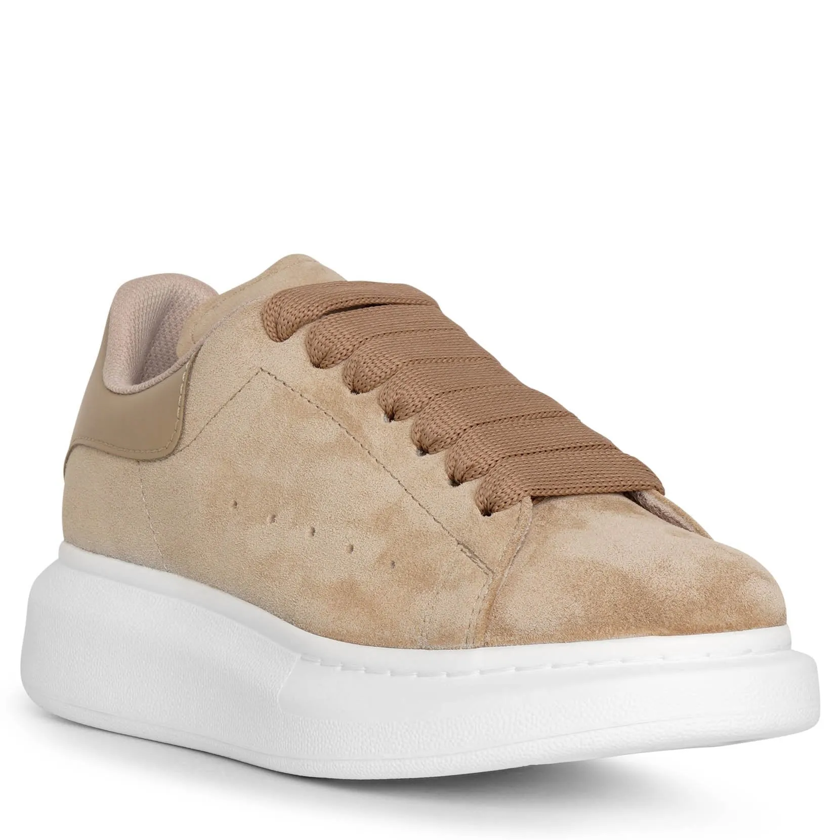 Beige and white classic suede sneakers