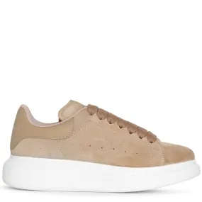 Beige and white classic suede sneakers