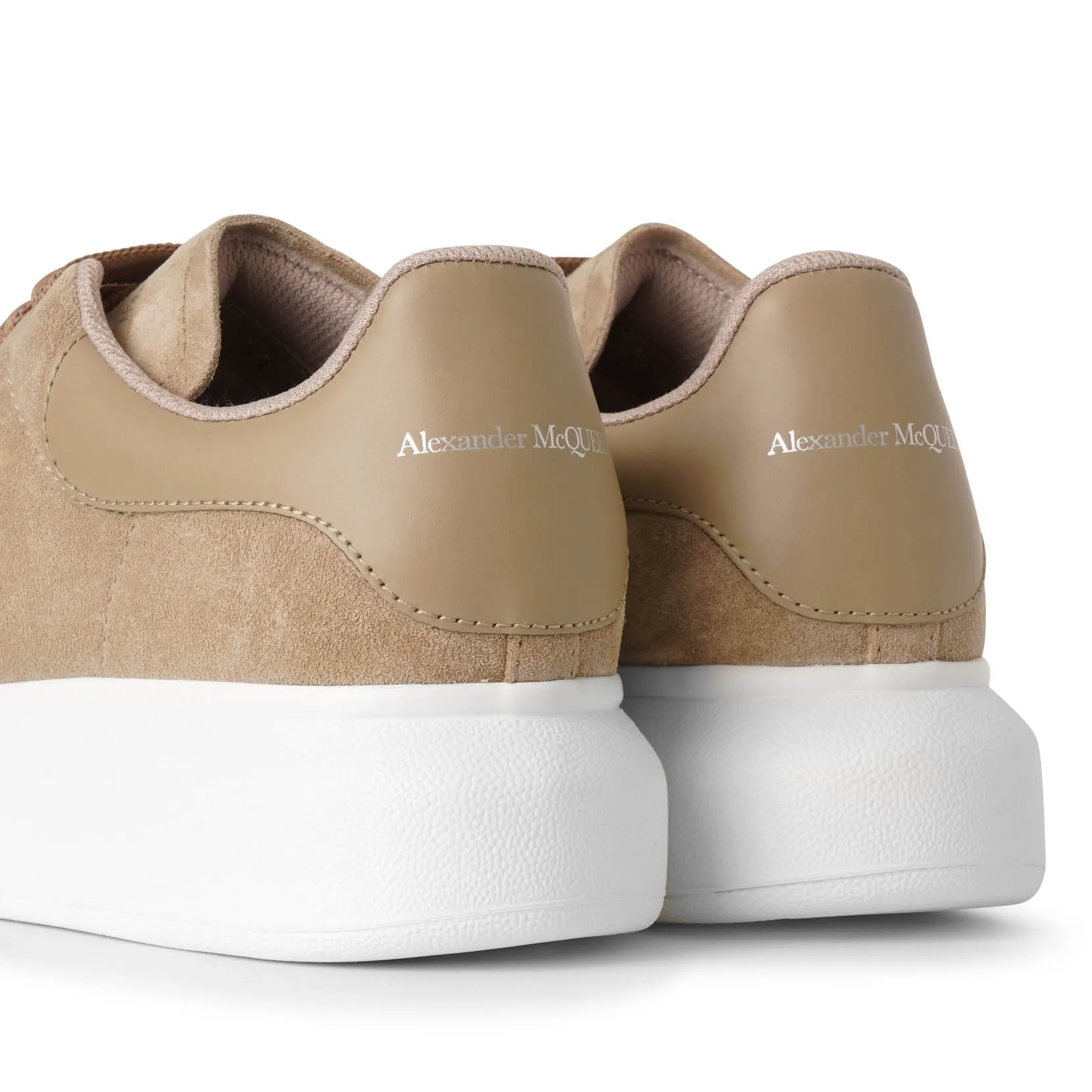 Beige and white classic suede sneakers