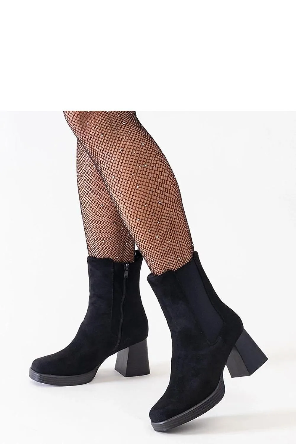 Black ankle boots with a square toe