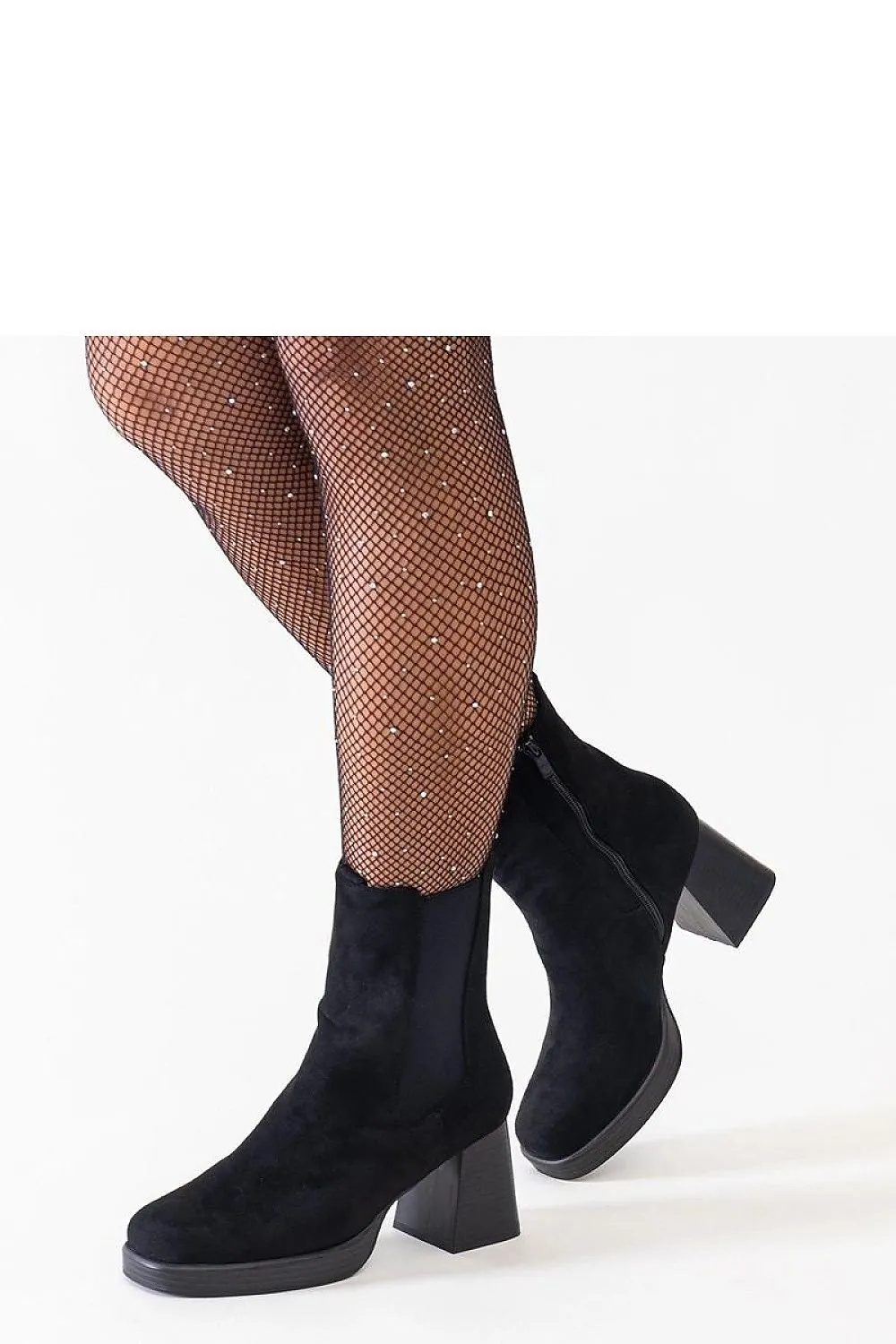 Black ankle boots with a square toe