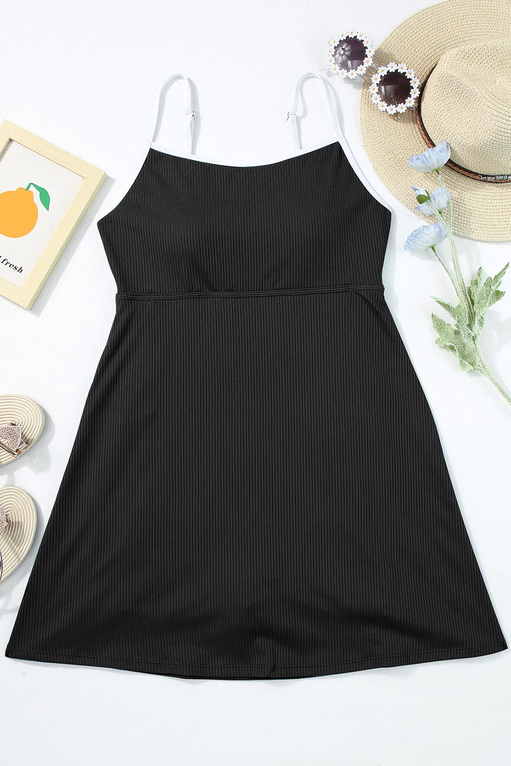 Black Spaghetti Strap Swim Dress – Sporty and Flattering Beachwear