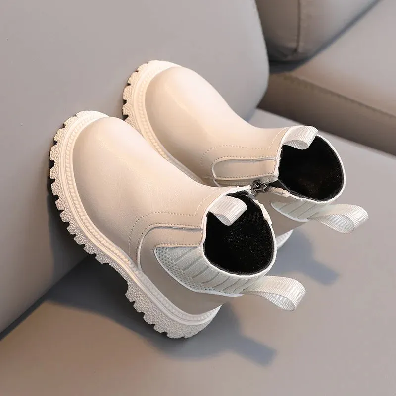 British Style Kids' Non-Slip Side Zipper Ankle Boots