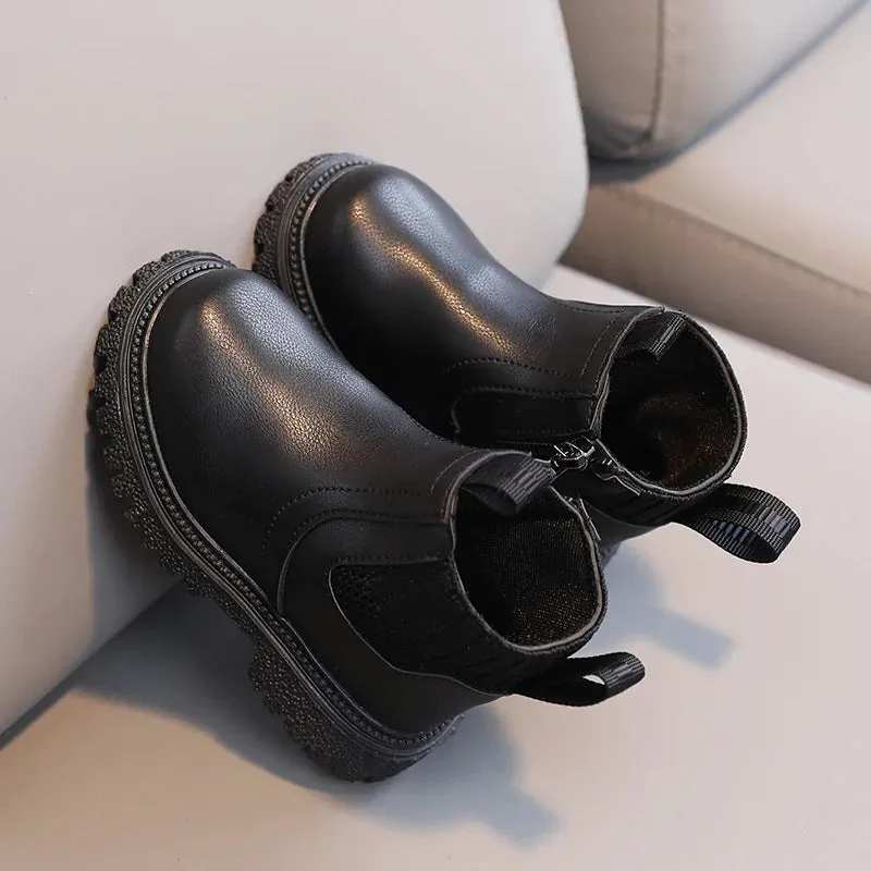 British Style Kids' Non-Slip Side Zipper Ankle Boots