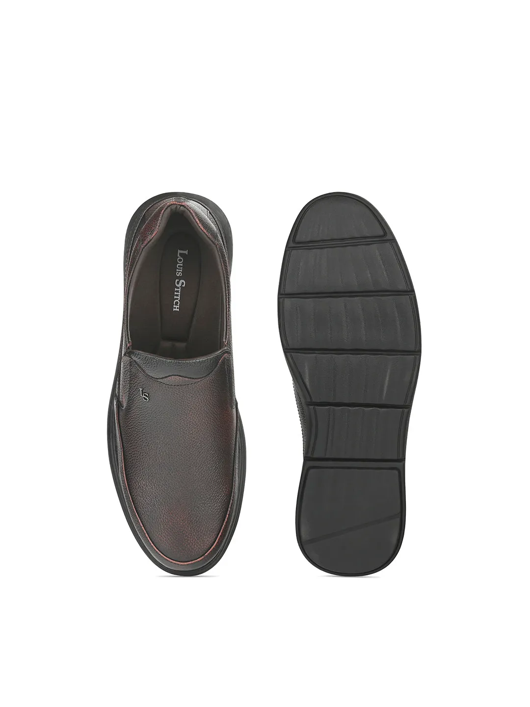 Brunette Brown Genuine Leather Slip-On Moccasin Shoes