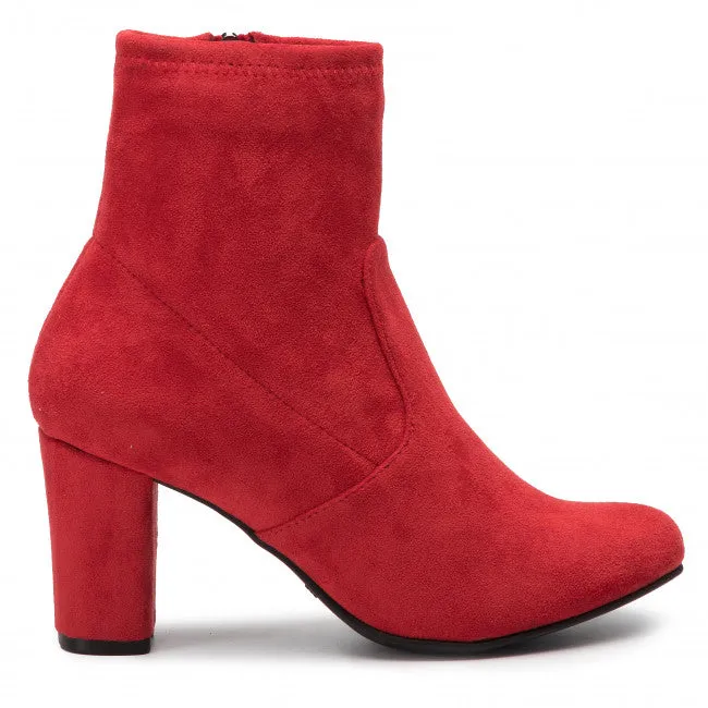 CAPRICE Red Stretch Ankle Boots