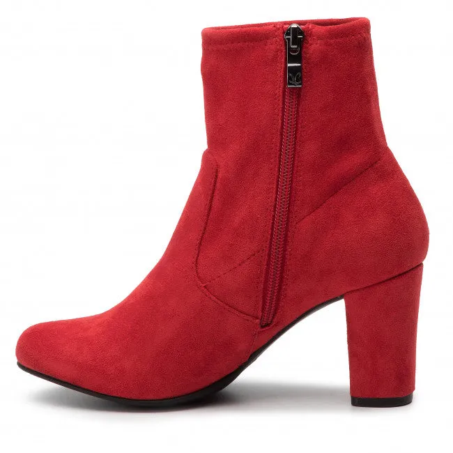 CAPRICE Red Stretch Ankle Boots