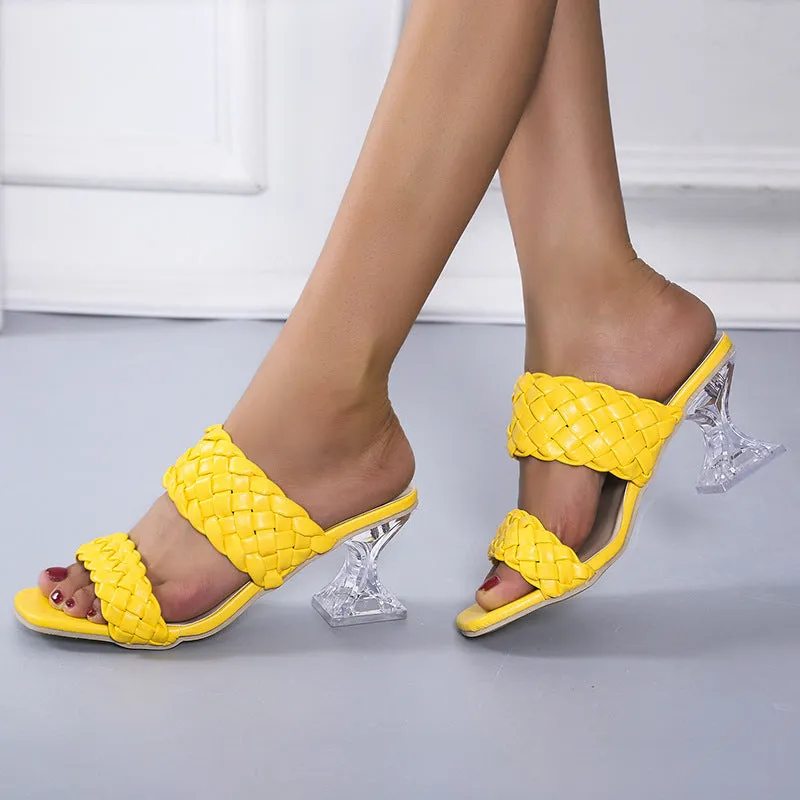 Crystal High-heeled Slippers