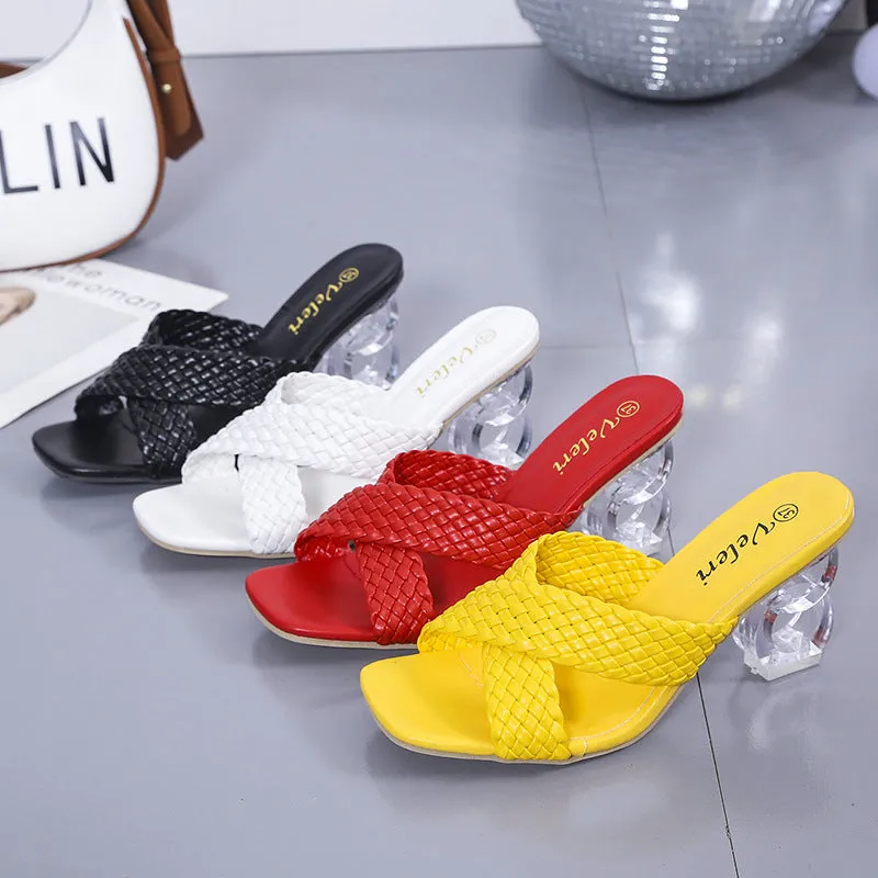 Crystal High-heeled Slippers