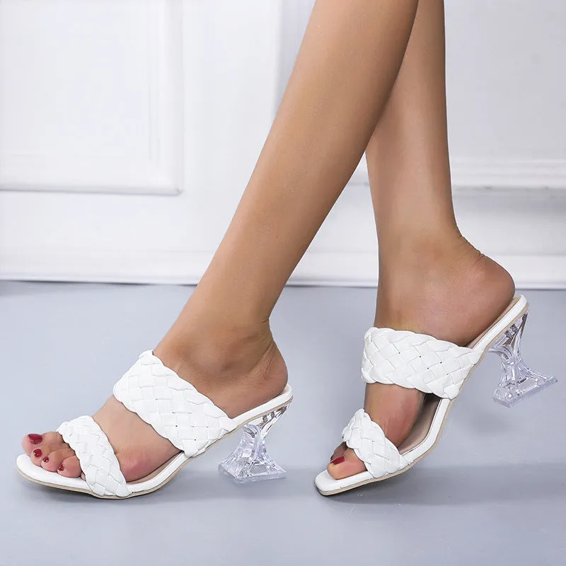 Crystal High-heeled Slippers