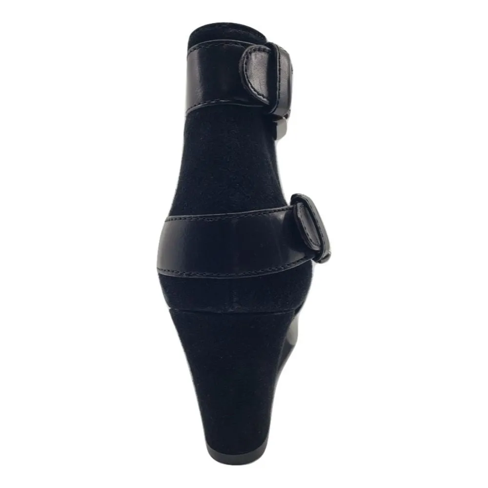 D204516 RCK AGL Black Leather Ankle Boots
