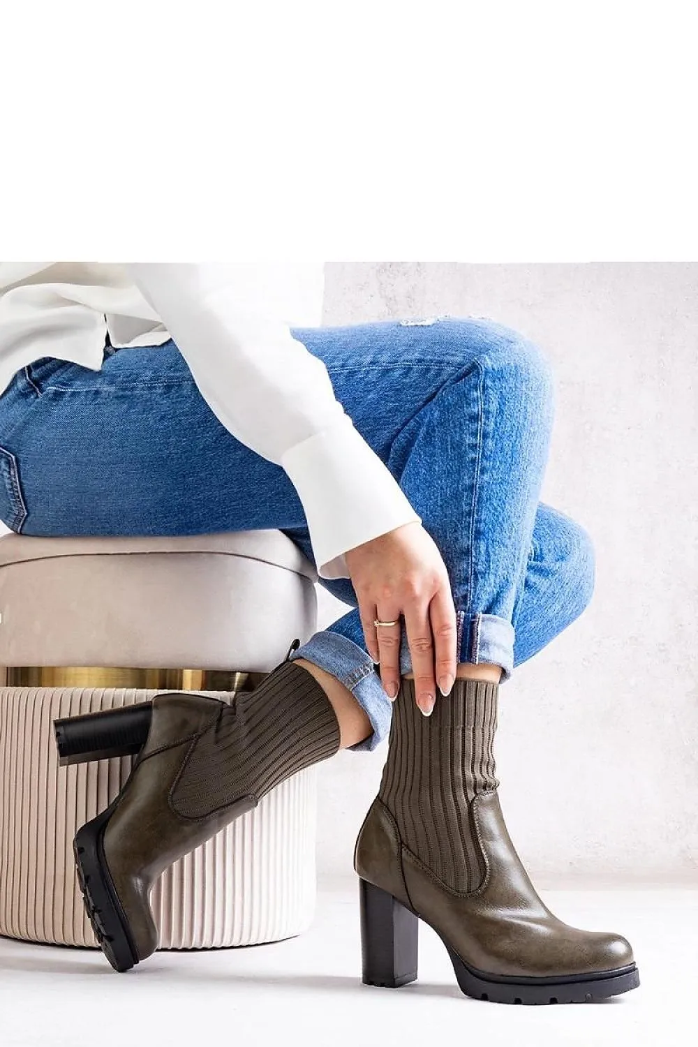 Elegant ankle boots on a stiletto heel