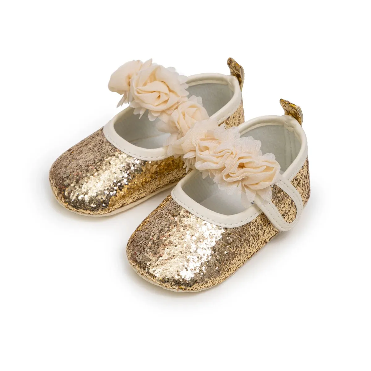 First Walkers Cotton Bottom Non-slip Flower Lace Shoes