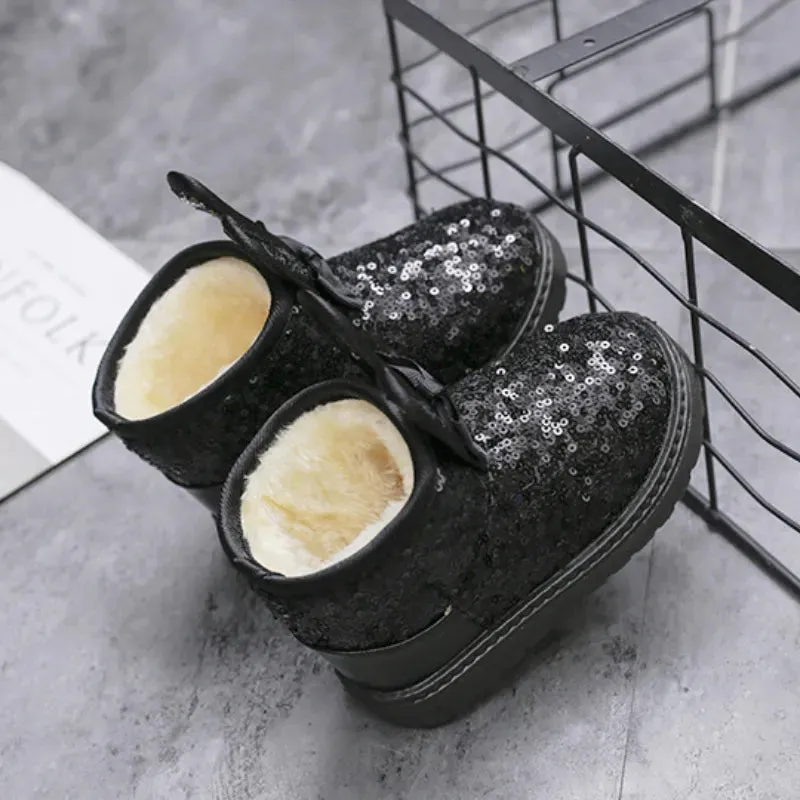 Kid Girls Non-slip Warm Sequin Snow Boots