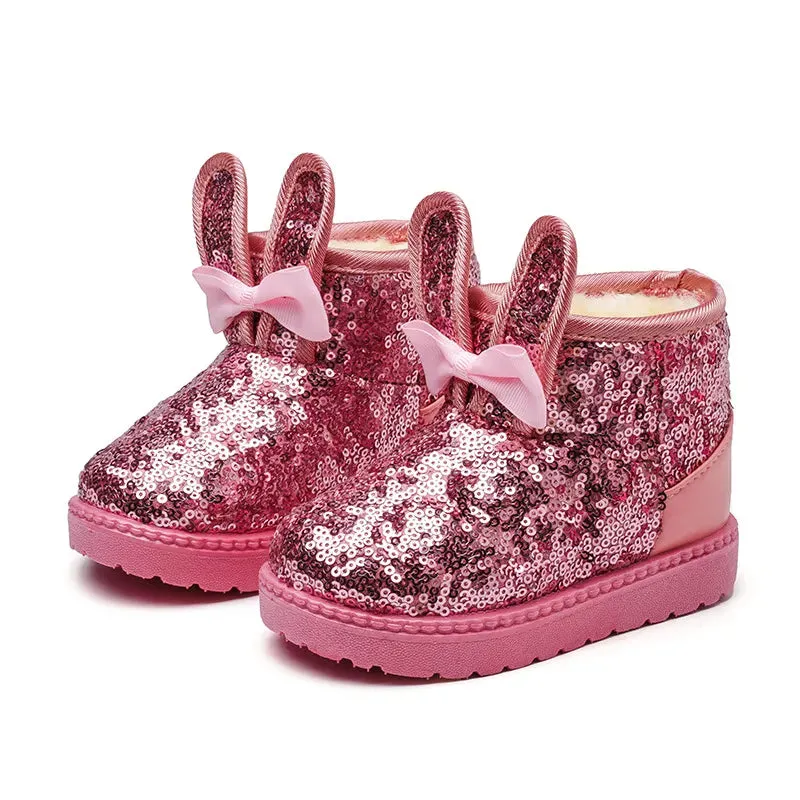 Kid Girls Non-slip Warm Sequin Snow Boots