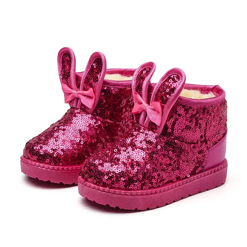 Kid Girls Non-slip Warm Sequin Snow Boots