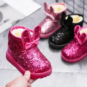 Kid Girls Non-slip Warm Sequin Snow Boots
