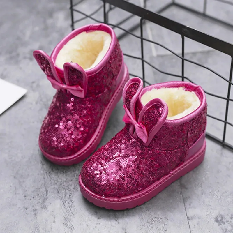 Kid Girls Non-slip Warm Sequin Snow Boots