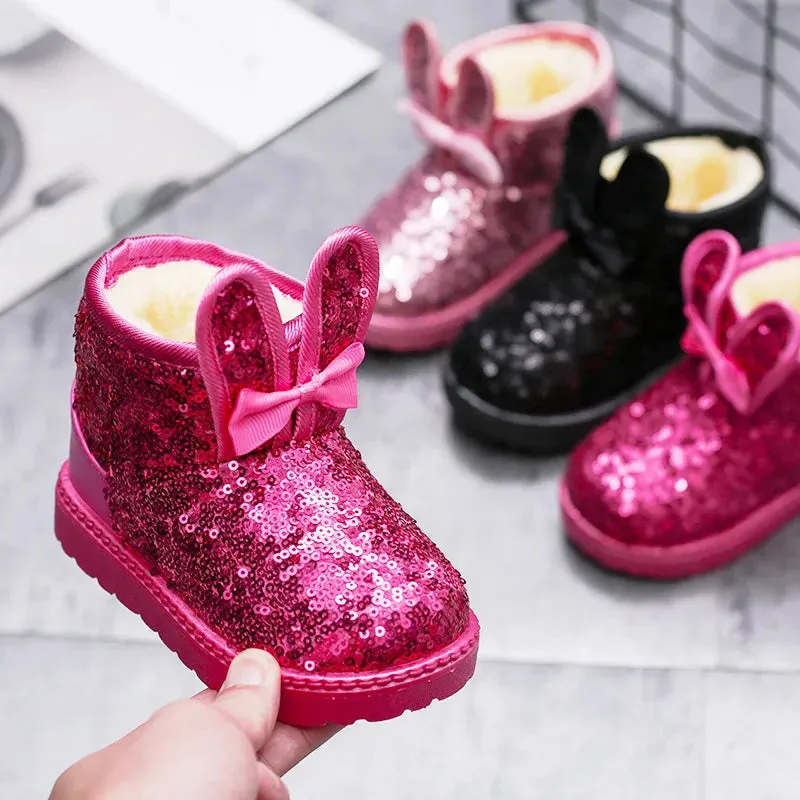 Kid Girls Non-slip Warm Sequin Snow Boots
