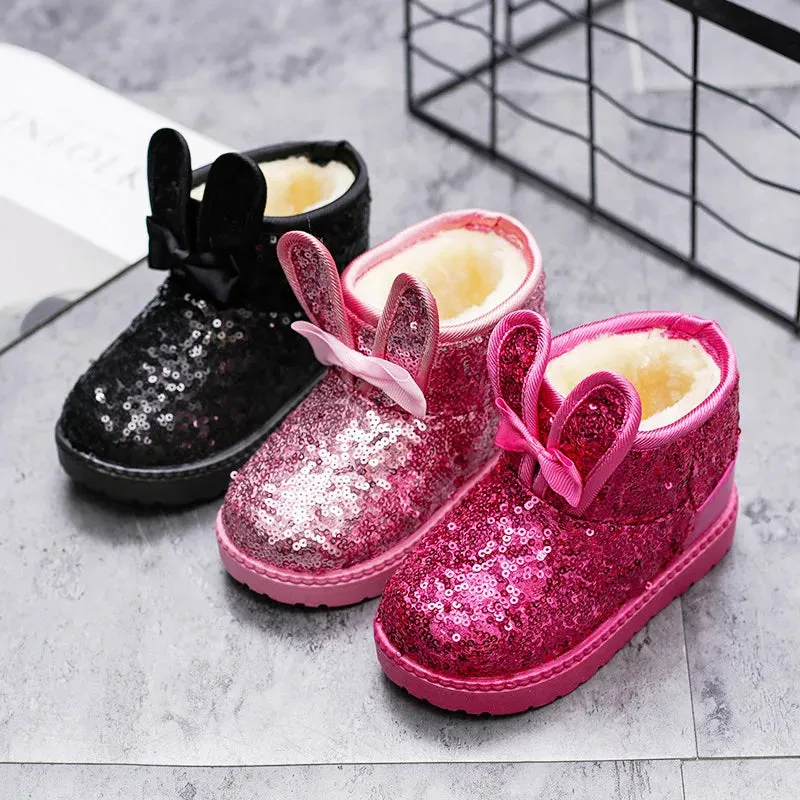 Kid Girls Non-slip Warm Sequin Snow Boots