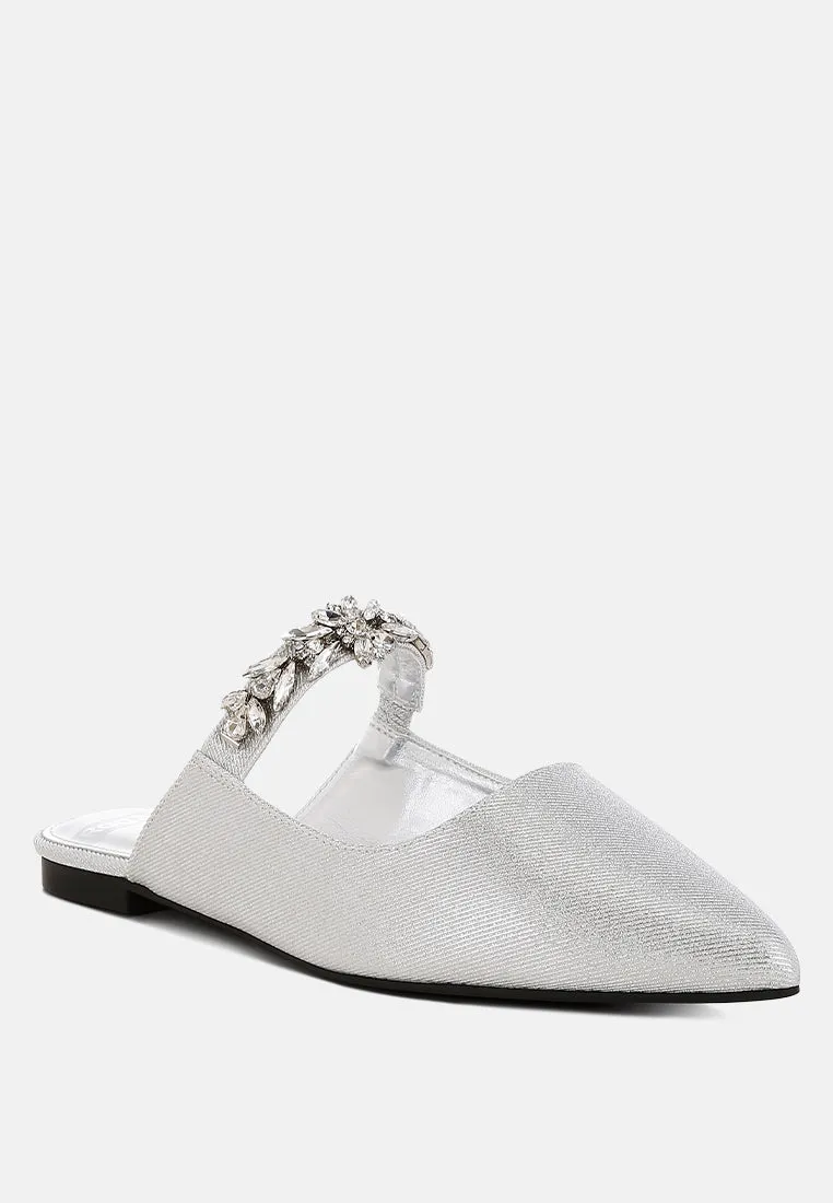 Magnum Diamante Strap Glitter Mules