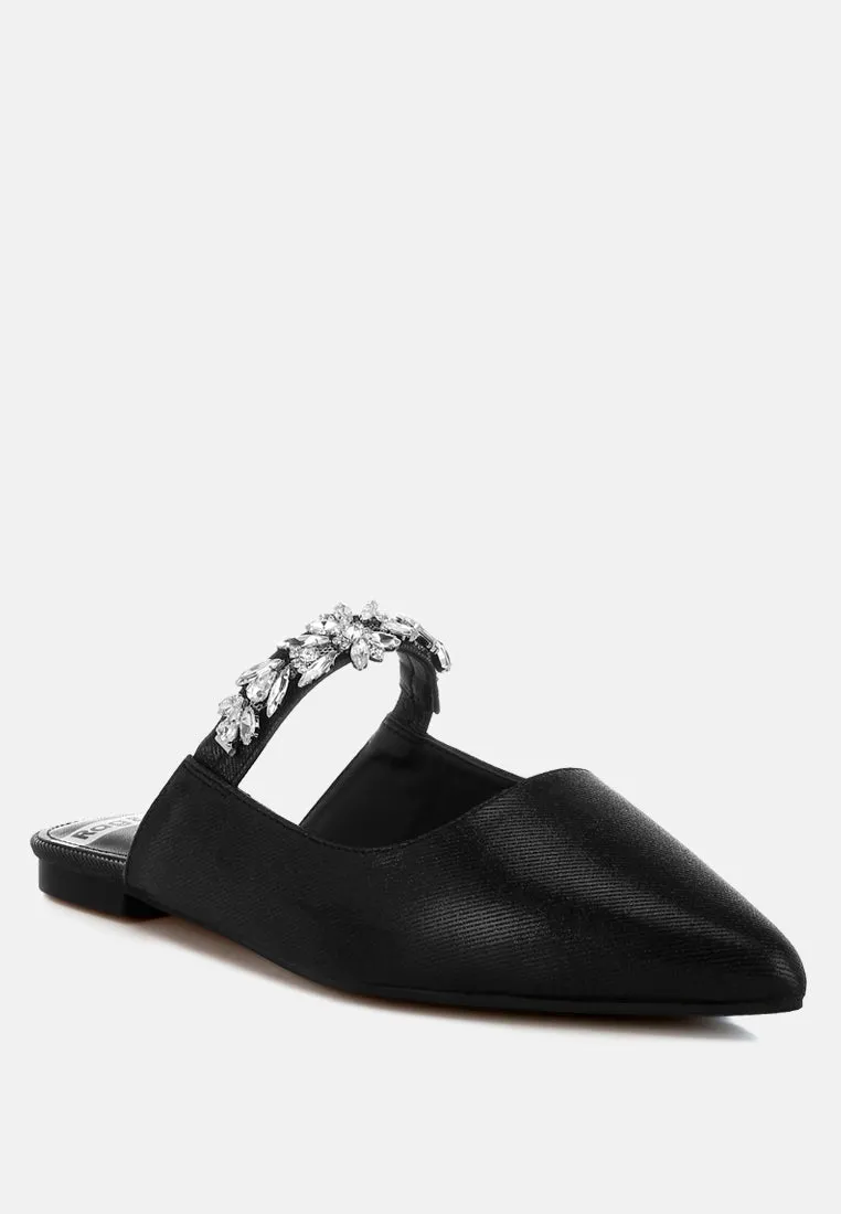Magnum Diamante Strap Glitter Mules