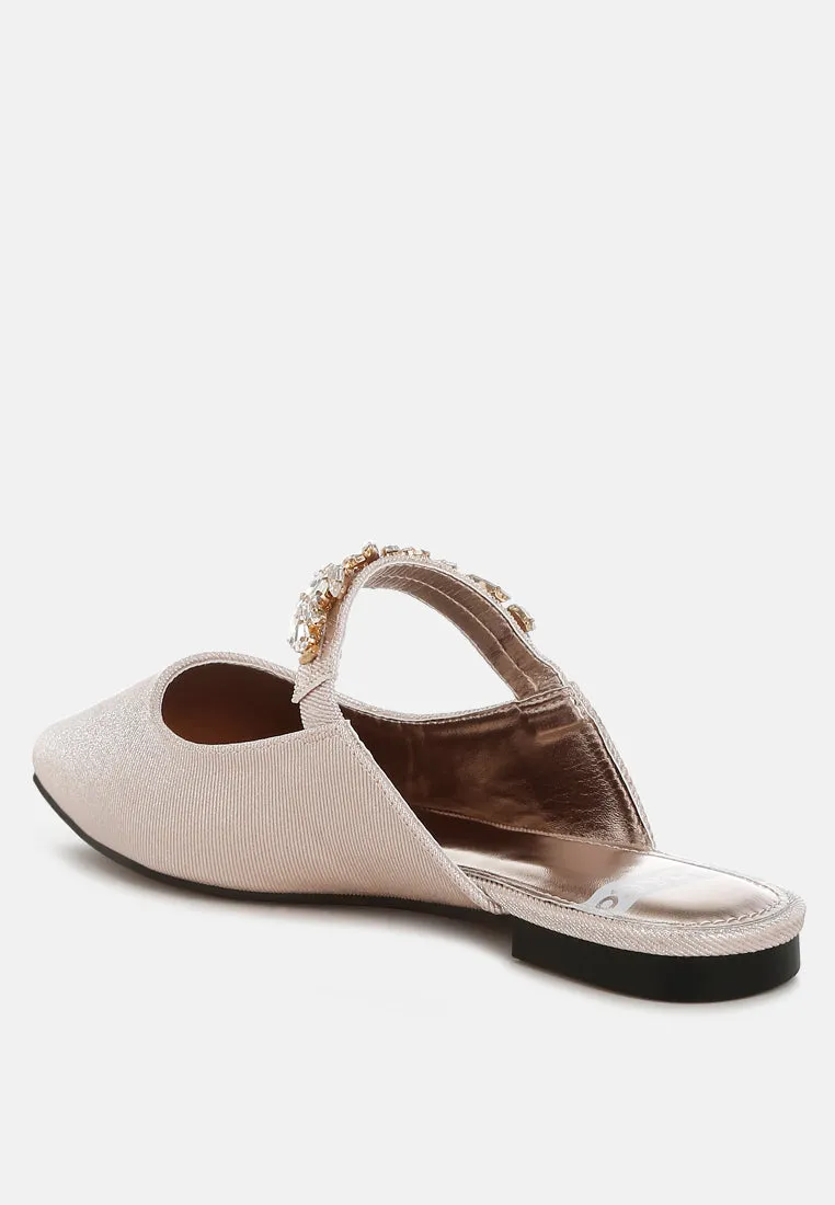 Magnum Diamante Strap Glitter Mules