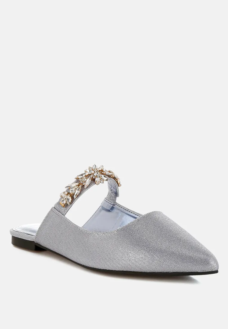 Magnum Diamante Strap Glitter Mules