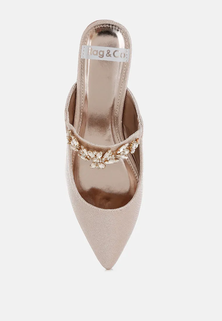 Magnum Diamante Strap Glitter Mules