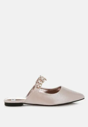 Magnum Diamante Strap Glitter Mules