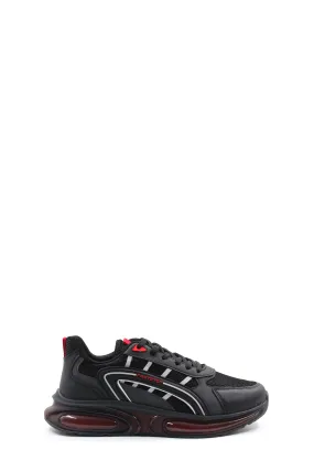 Men's Black Air Cushion Sneakers with Red Accents - Wessi