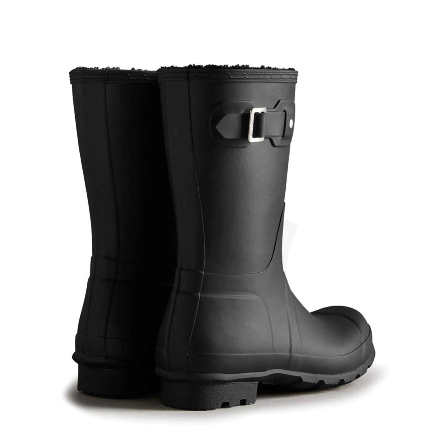 Mens Hunter Original Short Insulated Shearling Lined Winter Wellington Boots Black