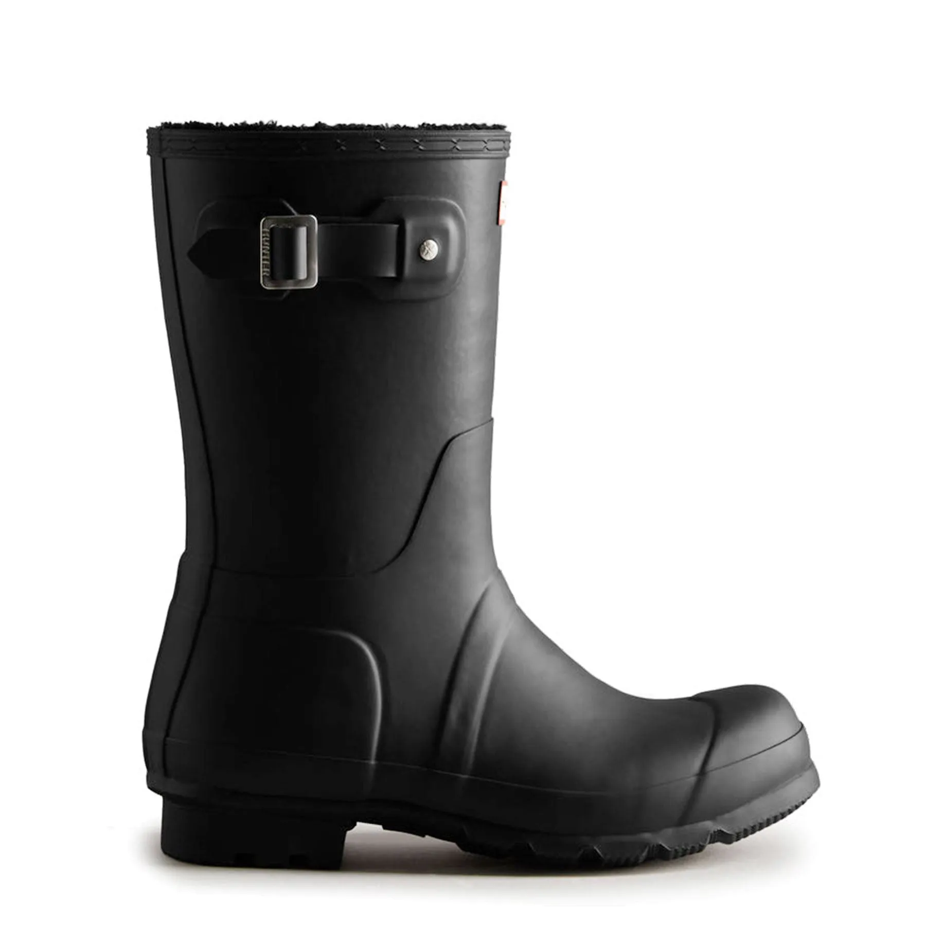 Mens Hunter Original Short Insulated Shearling Lined Winter Wellington Boots Black