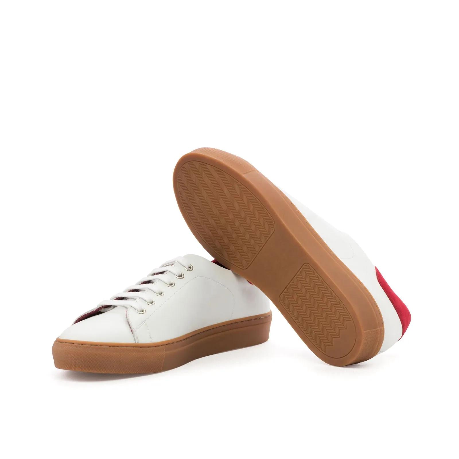Men's Leather Trainers Wide Plus Size Red 3591