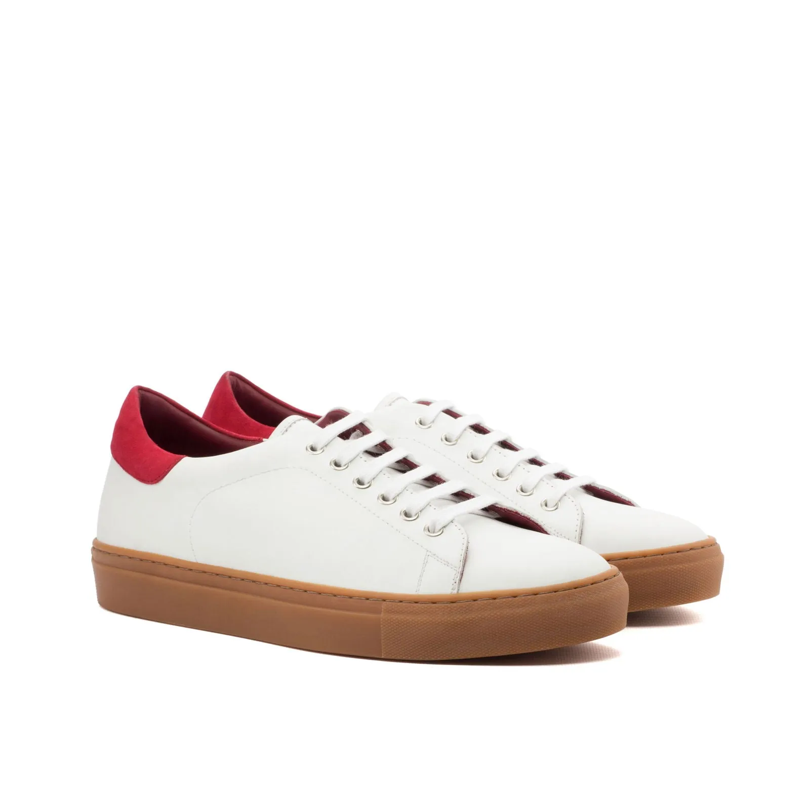 Men's Leather Trainers Wide Plus Size Red 3591