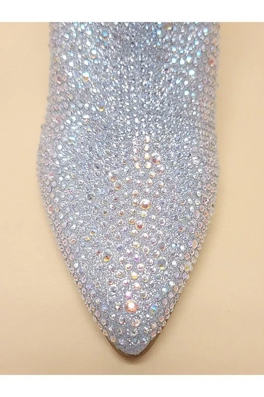 Pointy Toe Bling Ankle Boots