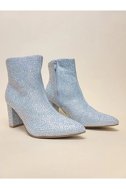 Pointy Toe Bling Ankle Boots