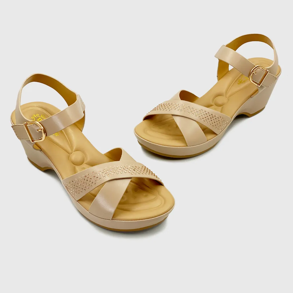 Stud Embellished Ankle Strap Wedges