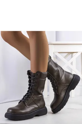 Women's green denim boots