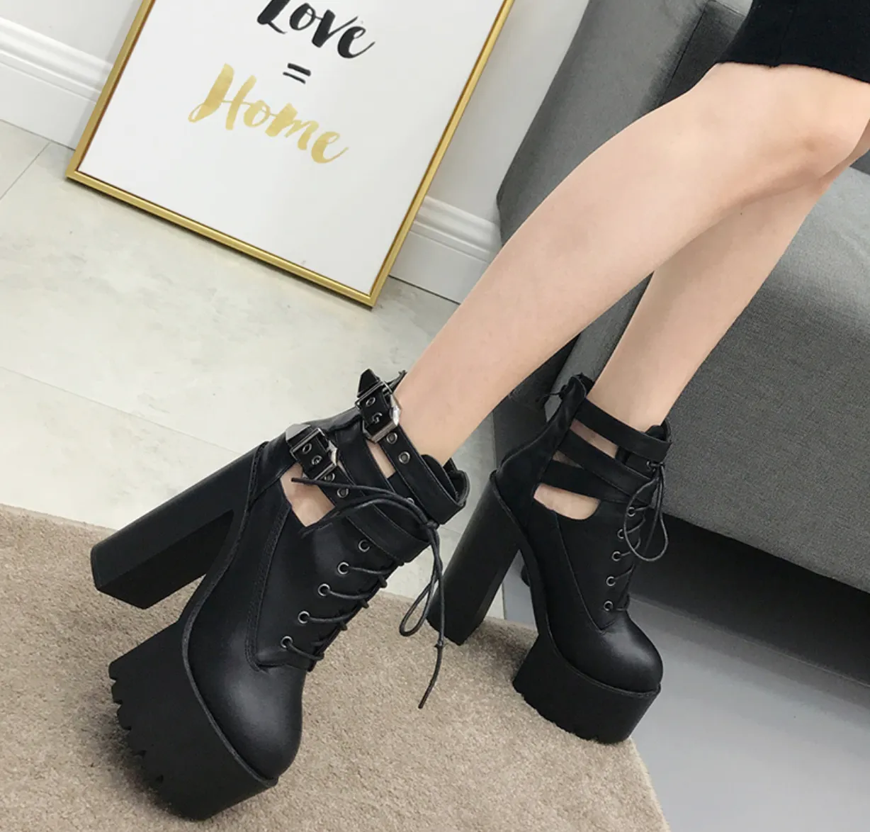 Women's Spring/Autumn Lace-Up Round Toe Ankle Boots