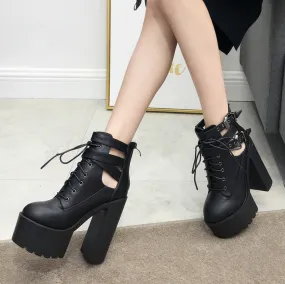 Women's Spring/Autumn Lace-Up Round Toe Ankle Boots